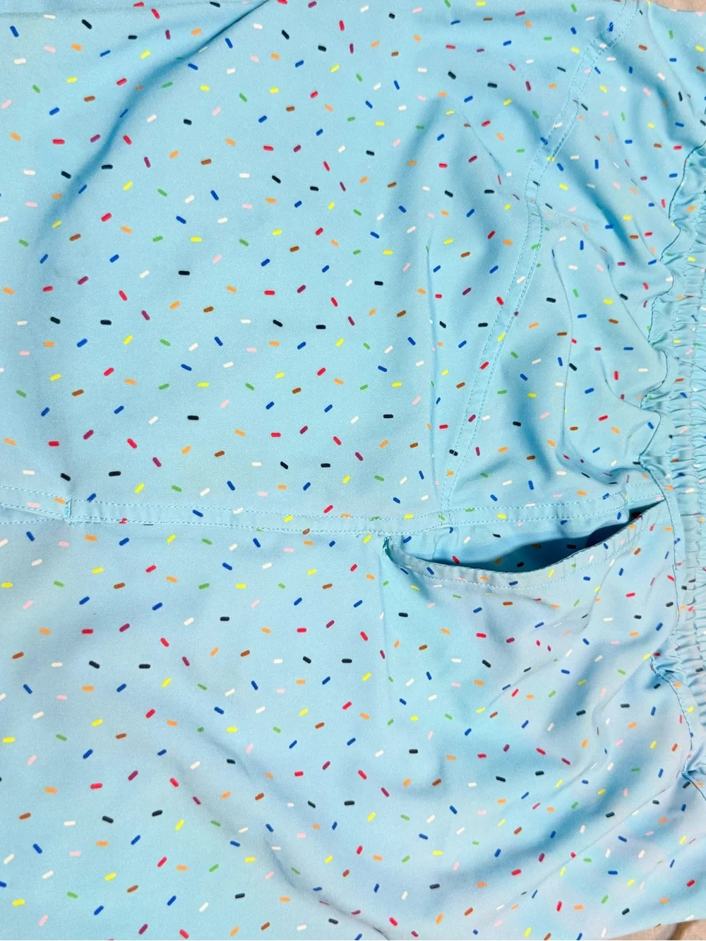 Pride Adult Humankind Swim Trunks-Blue Sprinkle size Medium
